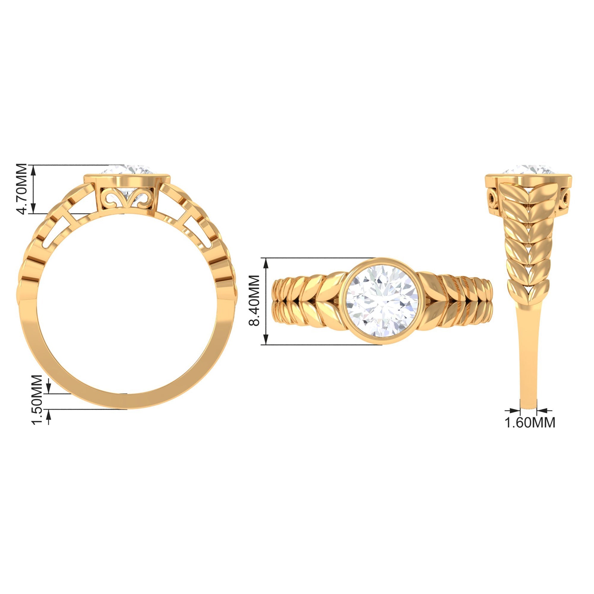 1.3 Carat Bezel Set Cubic Zirconia Leaf Engagement Ring
