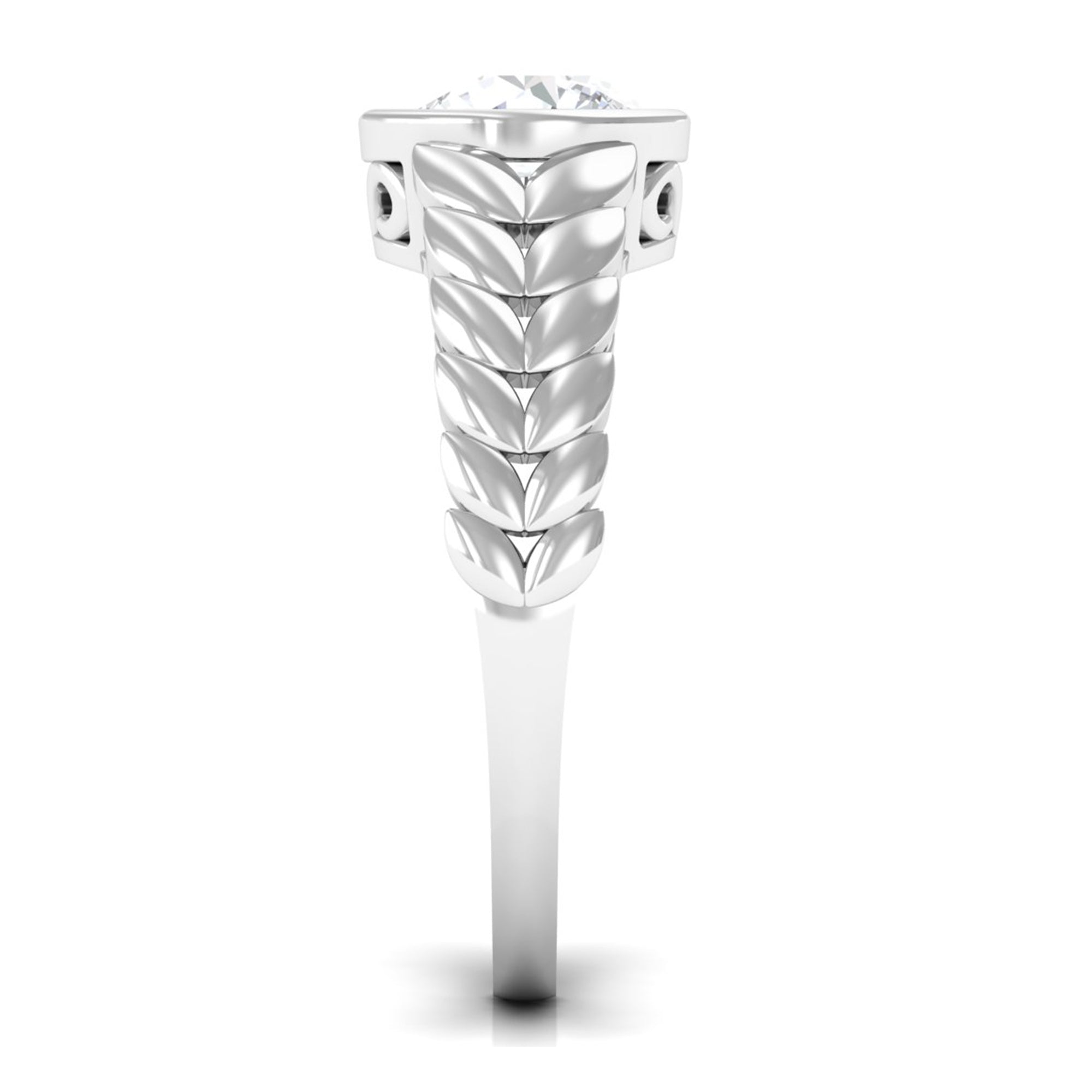 1.3 Carat Bezel Set Cubic Zirconia Leaf Engagement Ring
