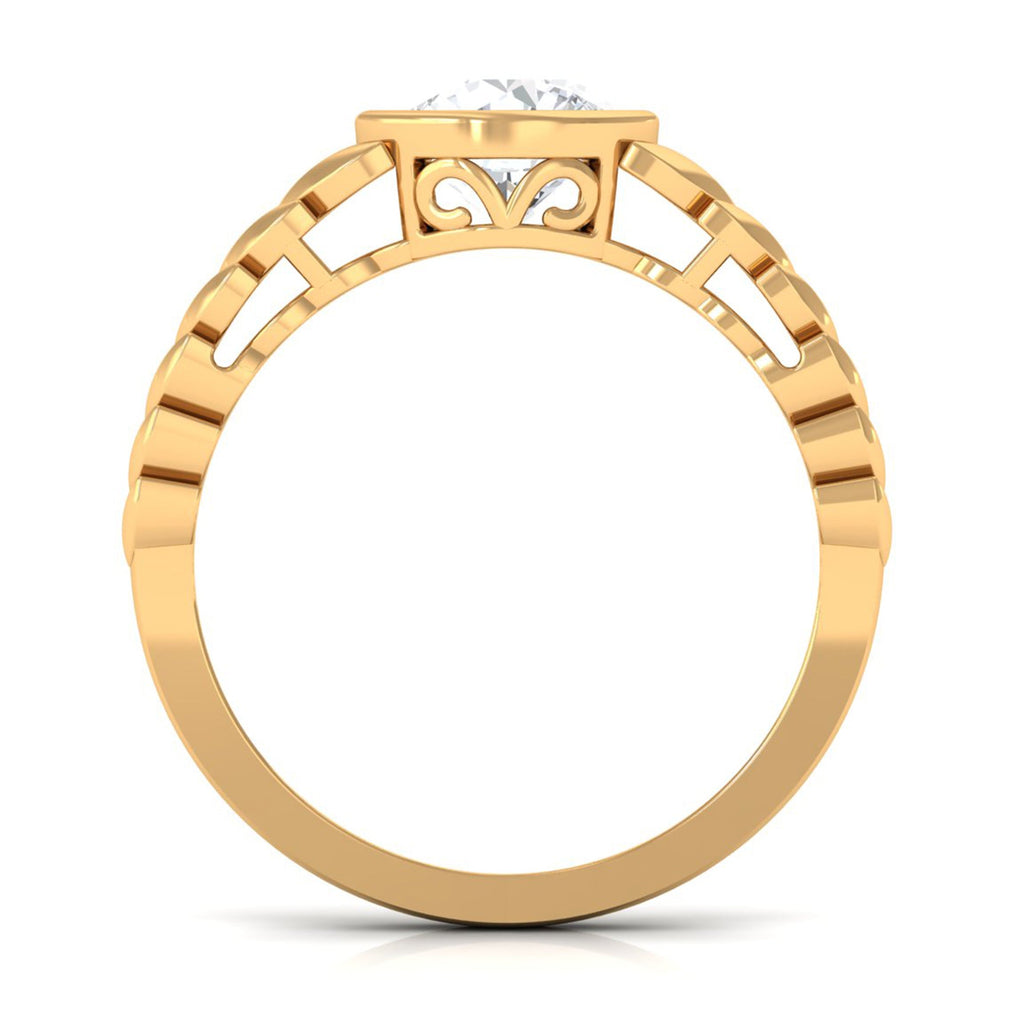 1.3 Carat Bezel Set Cubic Zirconia Leaf Engagement Ring