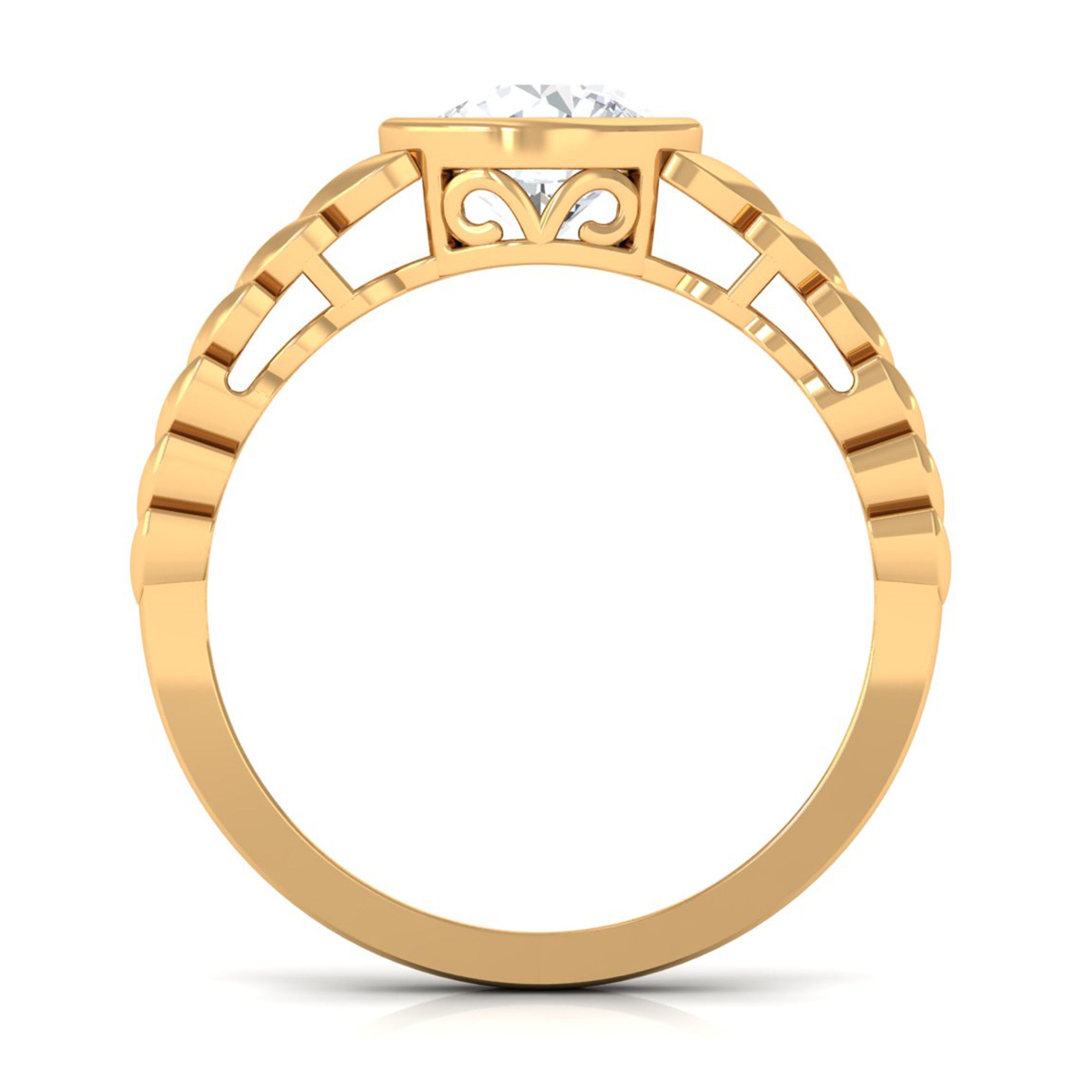 1.3 Carat Bezel Set Cubic Zirconia Leaf Engagement Ring