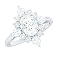 1 Carat Oval Zirconia Statement Engagement Ring with Halo