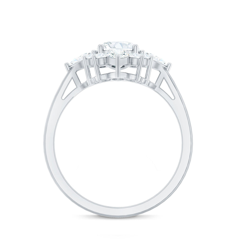1 Carat Oval Zirconia Statement Engagement Ring with Halo