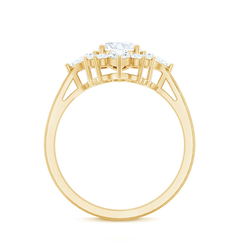 1 Carat Oval Zirconia Statement Engagement Ring with Halo