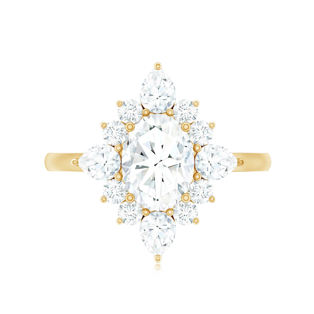 1 Carat Oval Zirconia Statement Engagement Ring with Halo