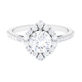 1 Carat Round Cubic Zirconia Halo Engagement Ring