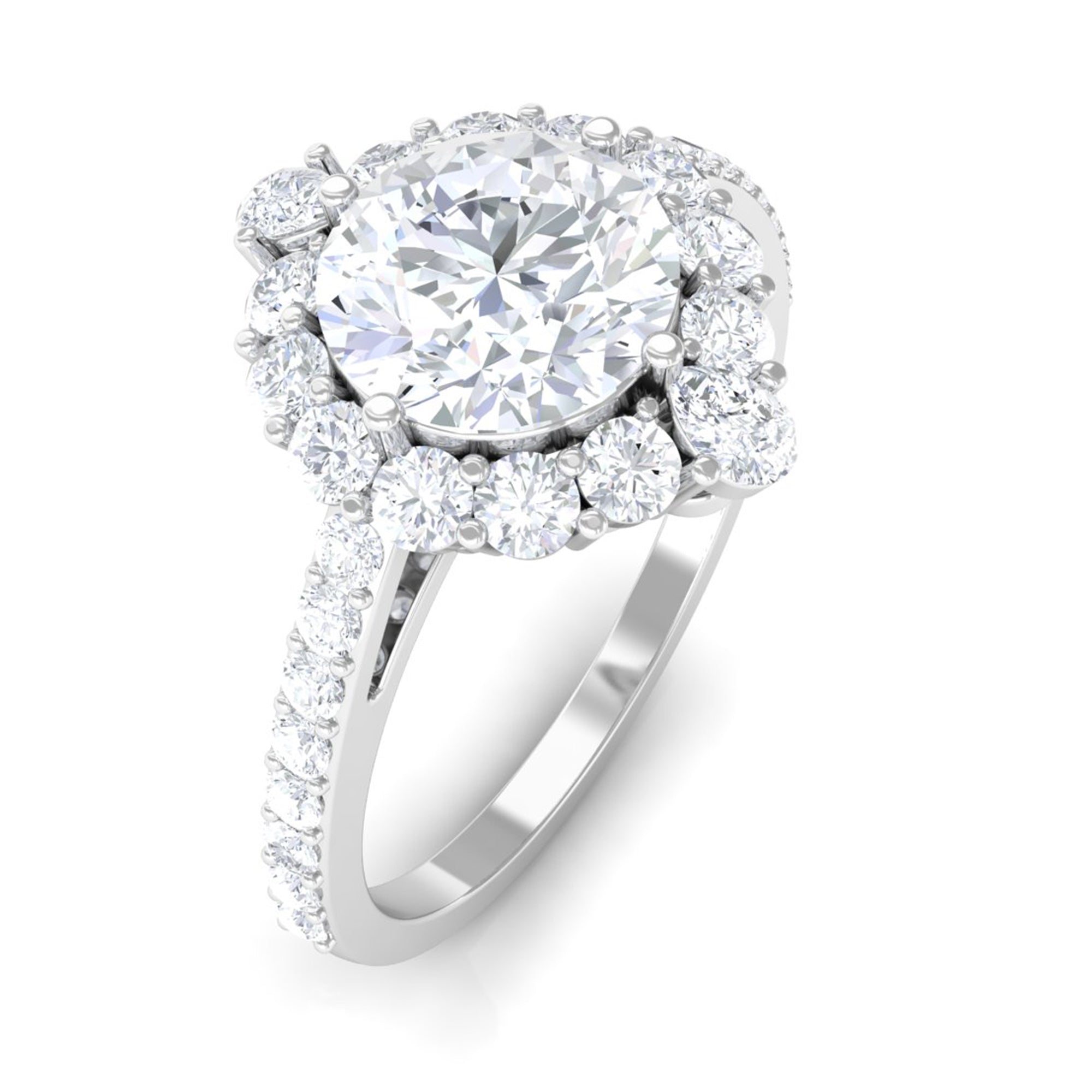 1 Carat Round Cubic Zirconia Halo Engagement Ring