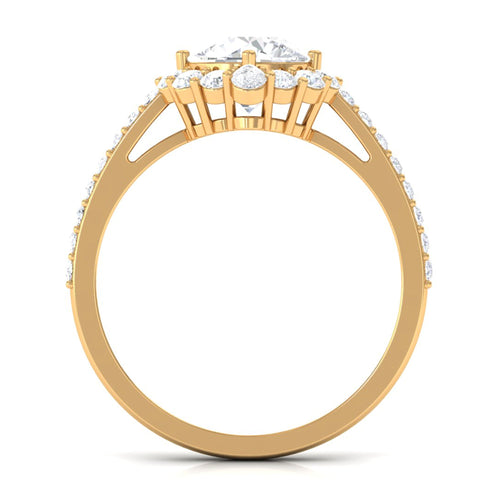 1 Carat Round Cubic Zirconia Halo Engagement Ring