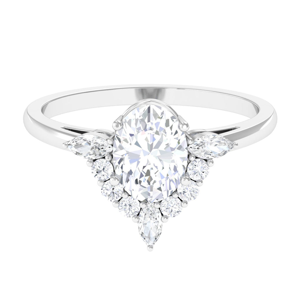 1 Carat Oval Zircon Unique Engagement Ring for Women