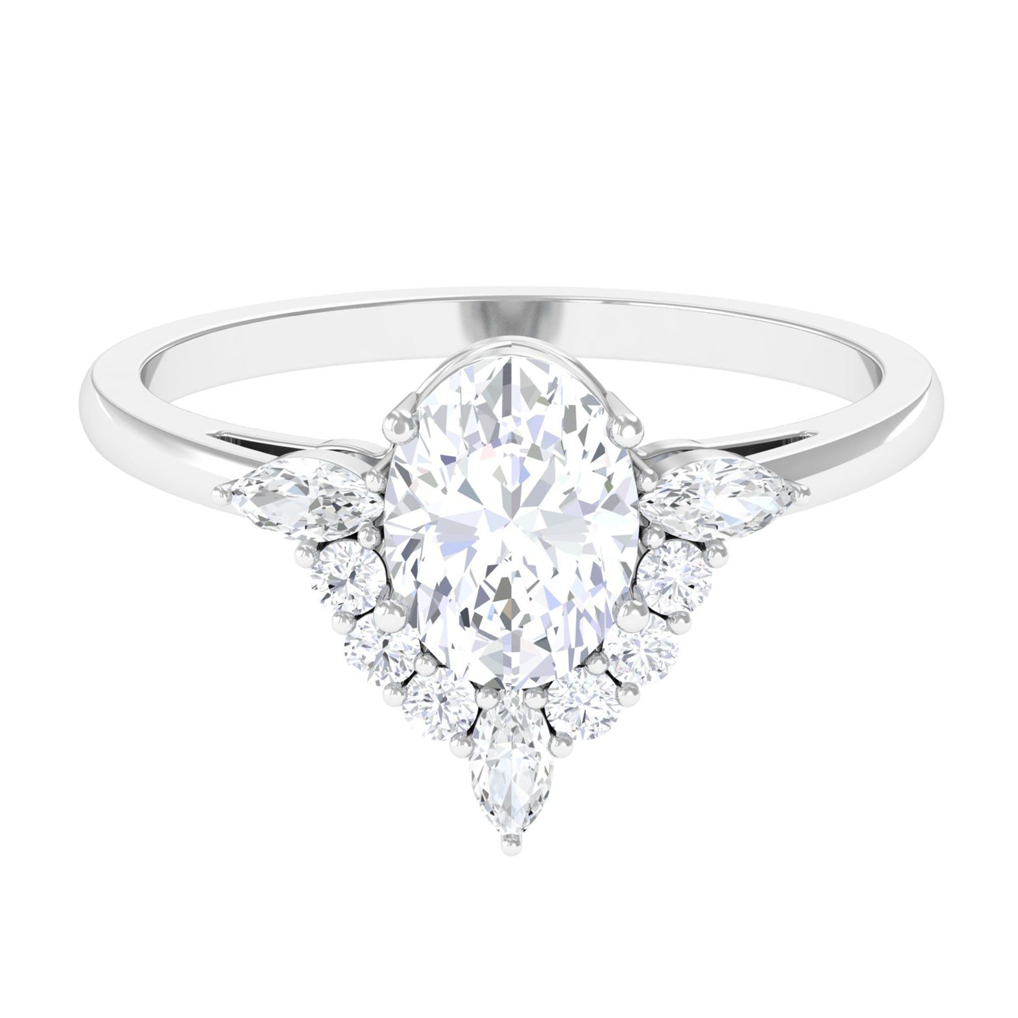 1 Carat Oval Zircon Unique Engagement Ring for Women