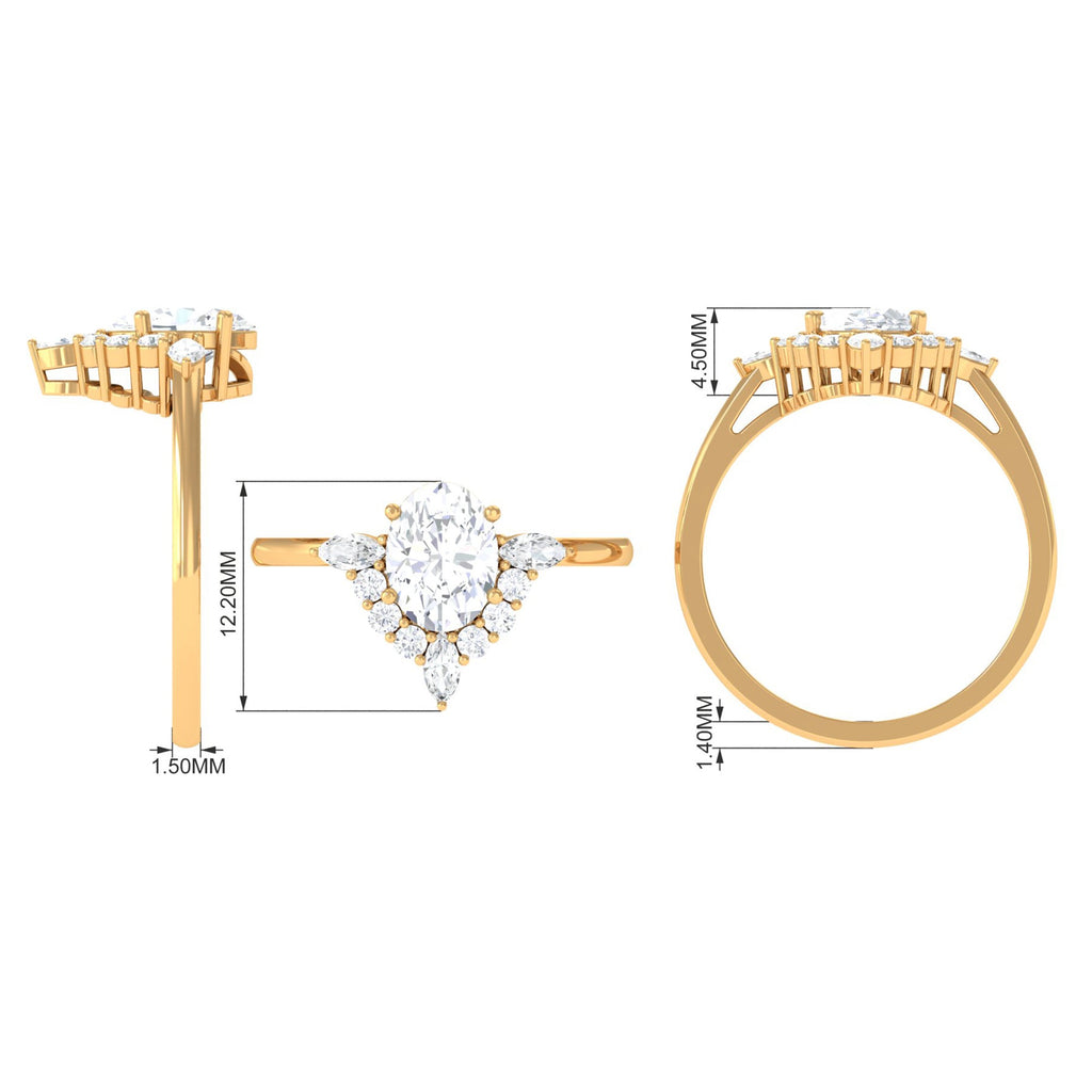 1 Carat Oval Zircon Unique Engagement Ring for Women
