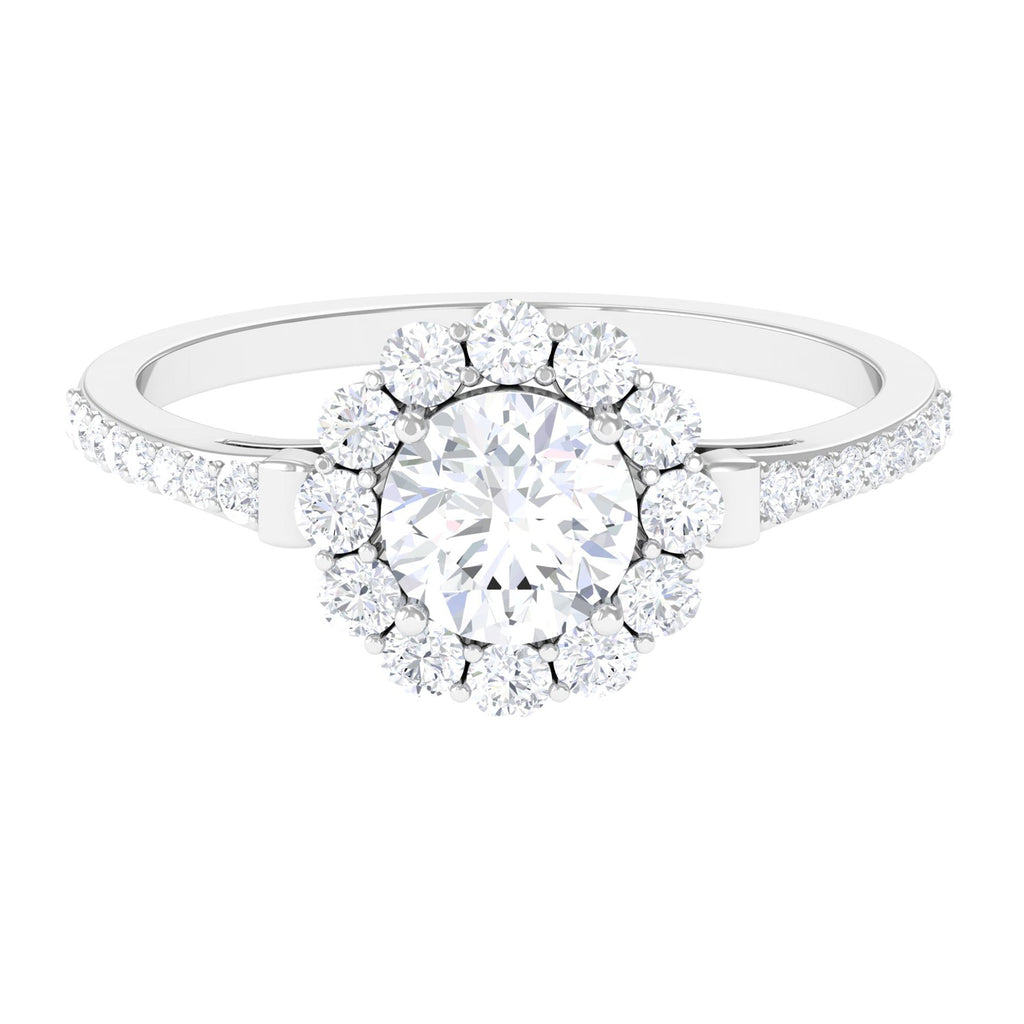 1.9 Carat Round Cubic Zirconia Halo Engagement Ring