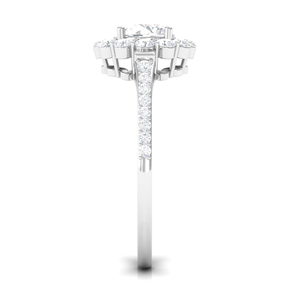 1.9 Carat Round Cubic Zirconia Halo Engagement Ring