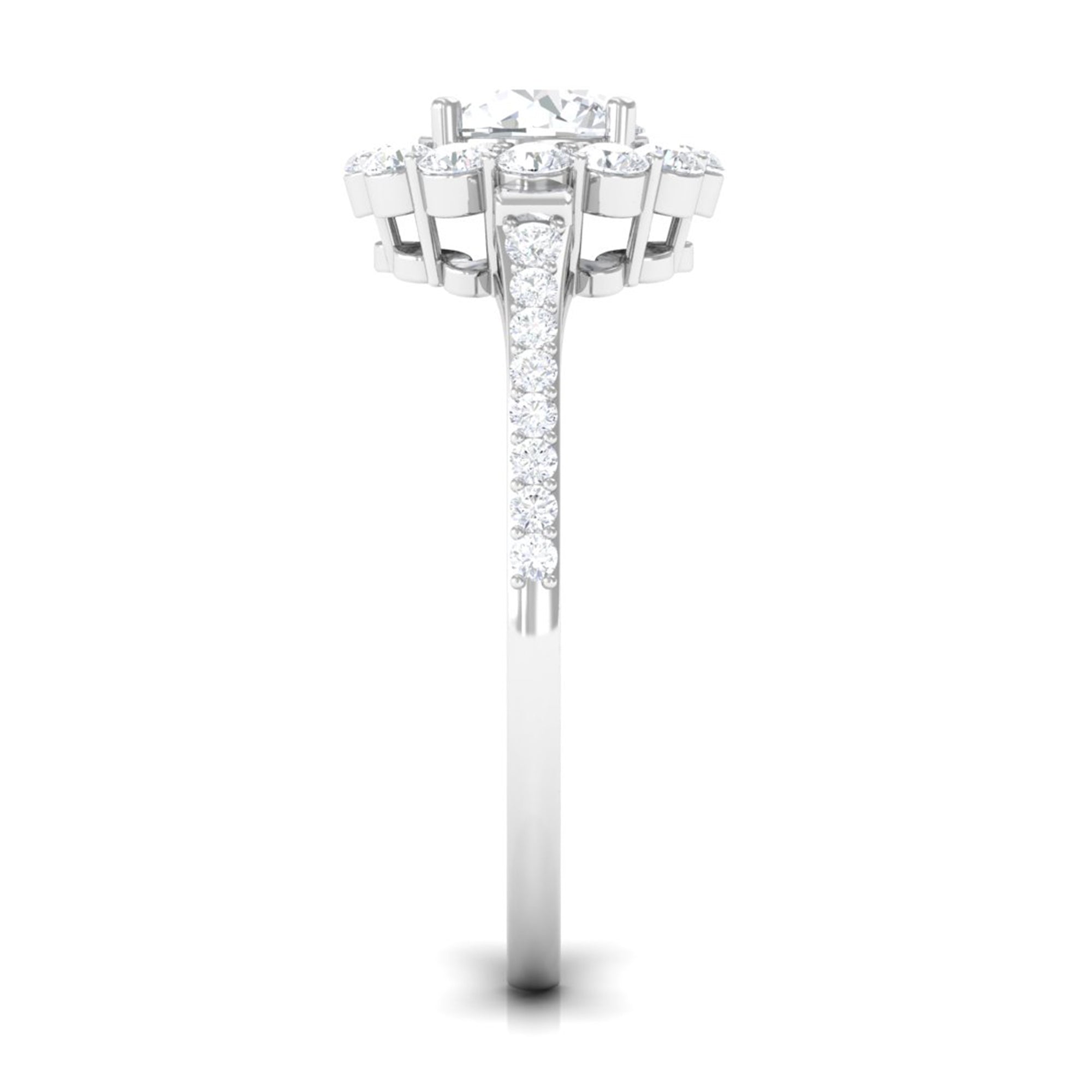 1.9 Carat Round Cubic Zirconia Halo Engagement Ring