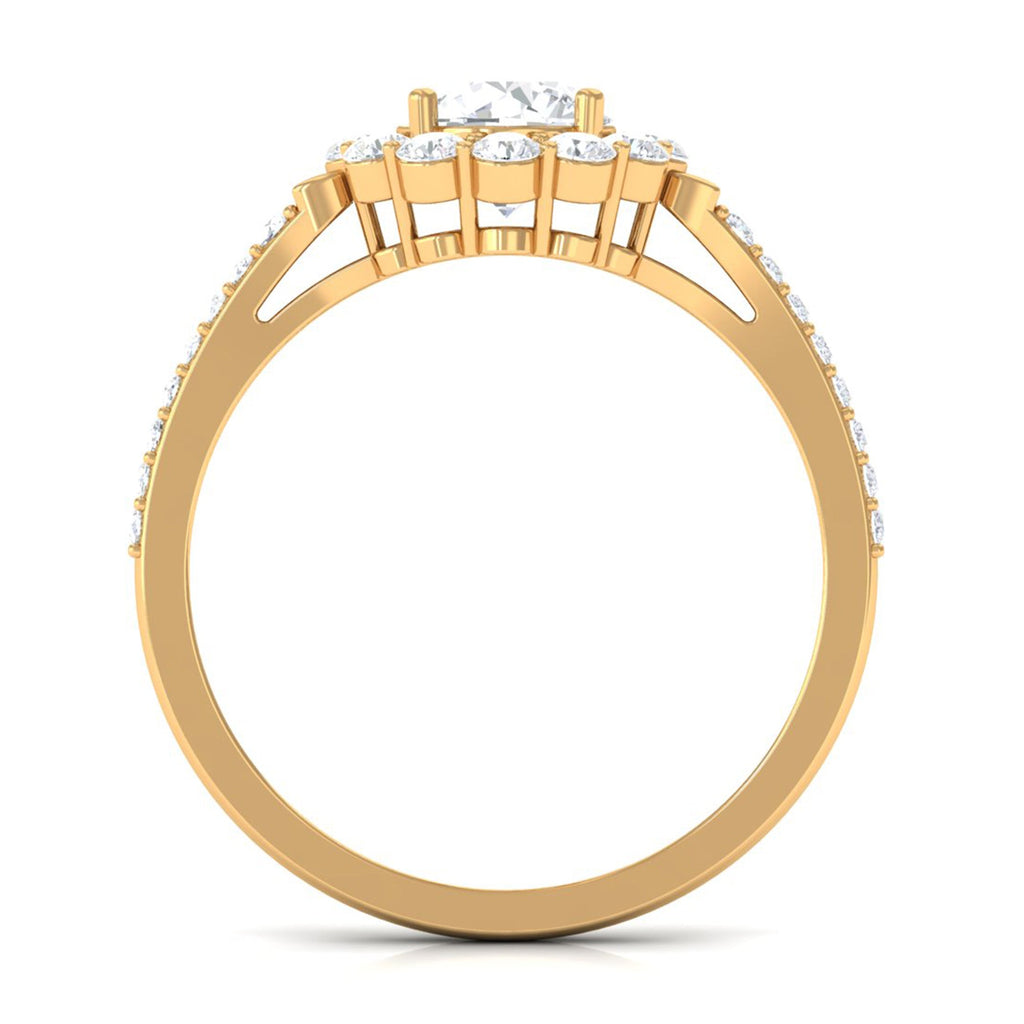 1.9 Carat Round Cubic Zirconia Halo Engagement Ring