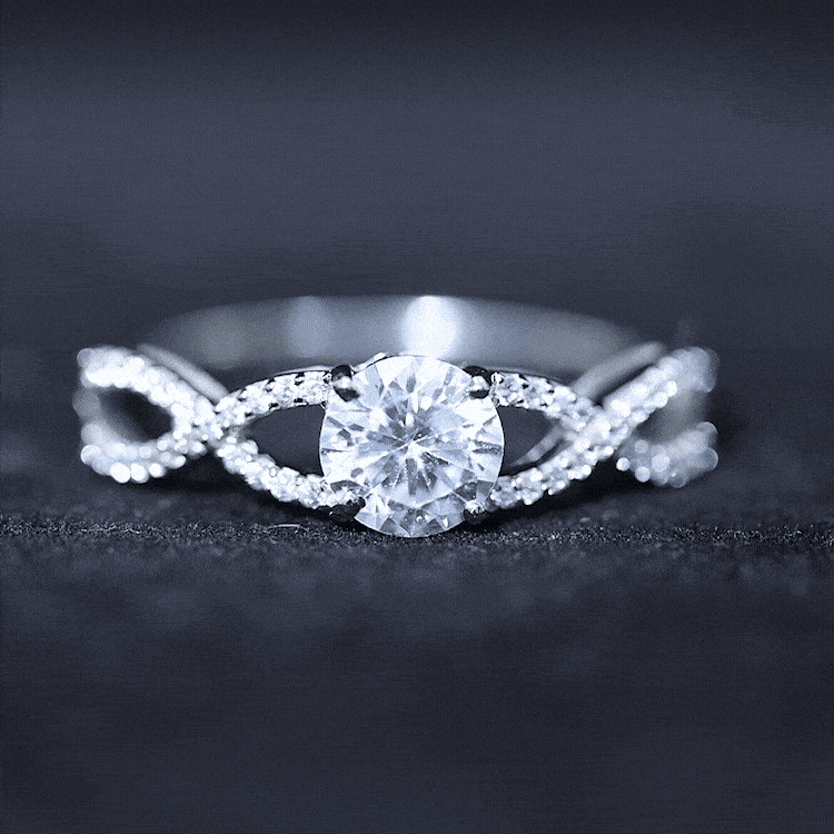 2 Carat Round Cut Solitaire Zircon Crossover Engagement Ring