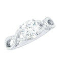 2 Carat Round Cut Solitaire Zircon Crossover Engagement Ring