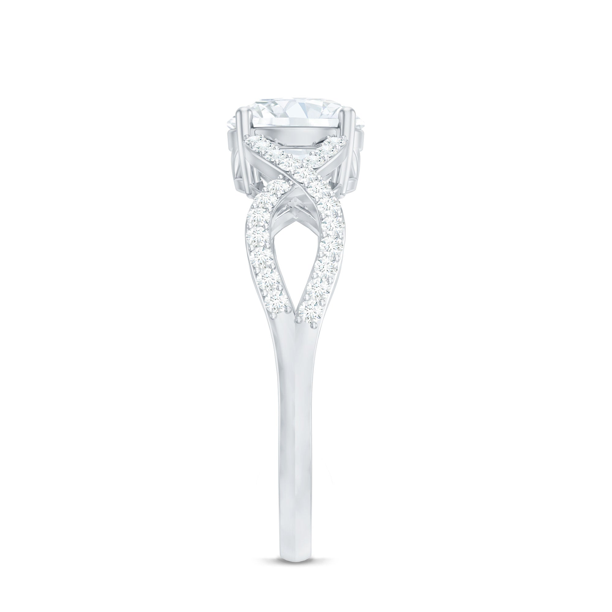 2 Carat Round Cut Solitaire Zircon Crossover Engagement Ring