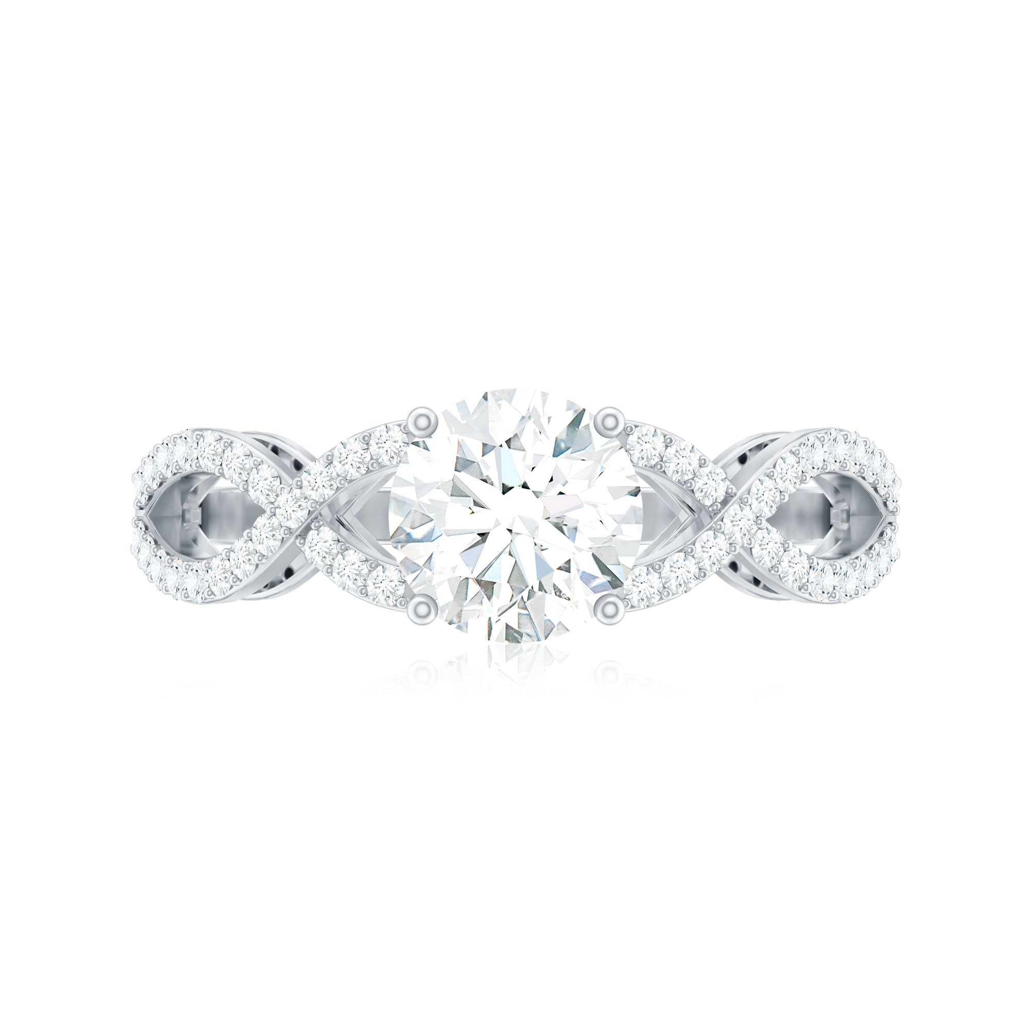 2 Carat Round Cut Solitaire Zircon Crossover Engagement Ring