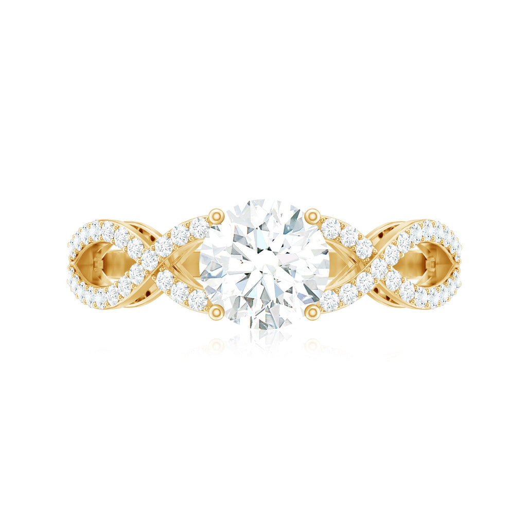 2 Carat Round Cut Solitaire Zircon Crossover Engagement Ring