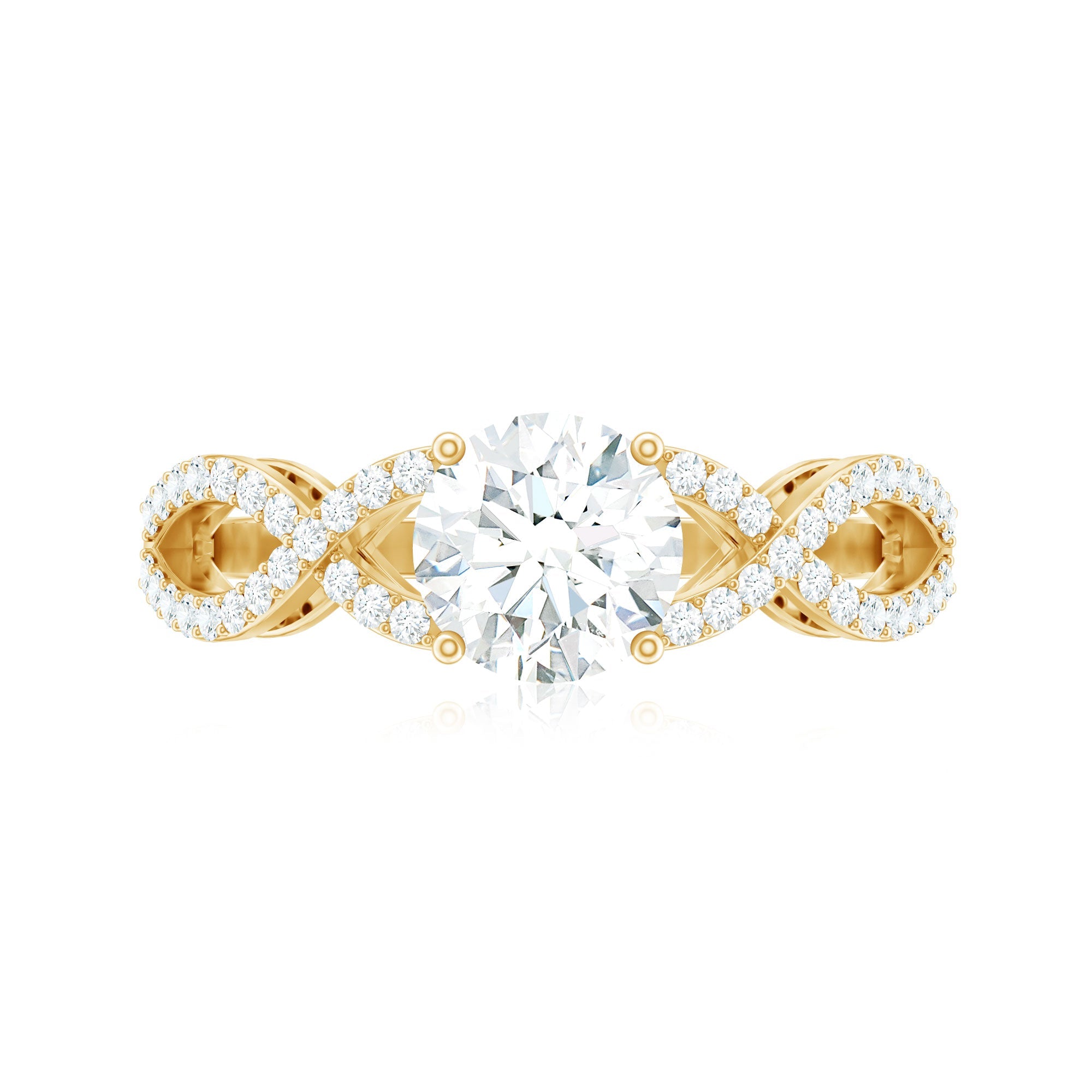 2 Carat Round Cut Solitaire Zircon Crossover Engagement Ring