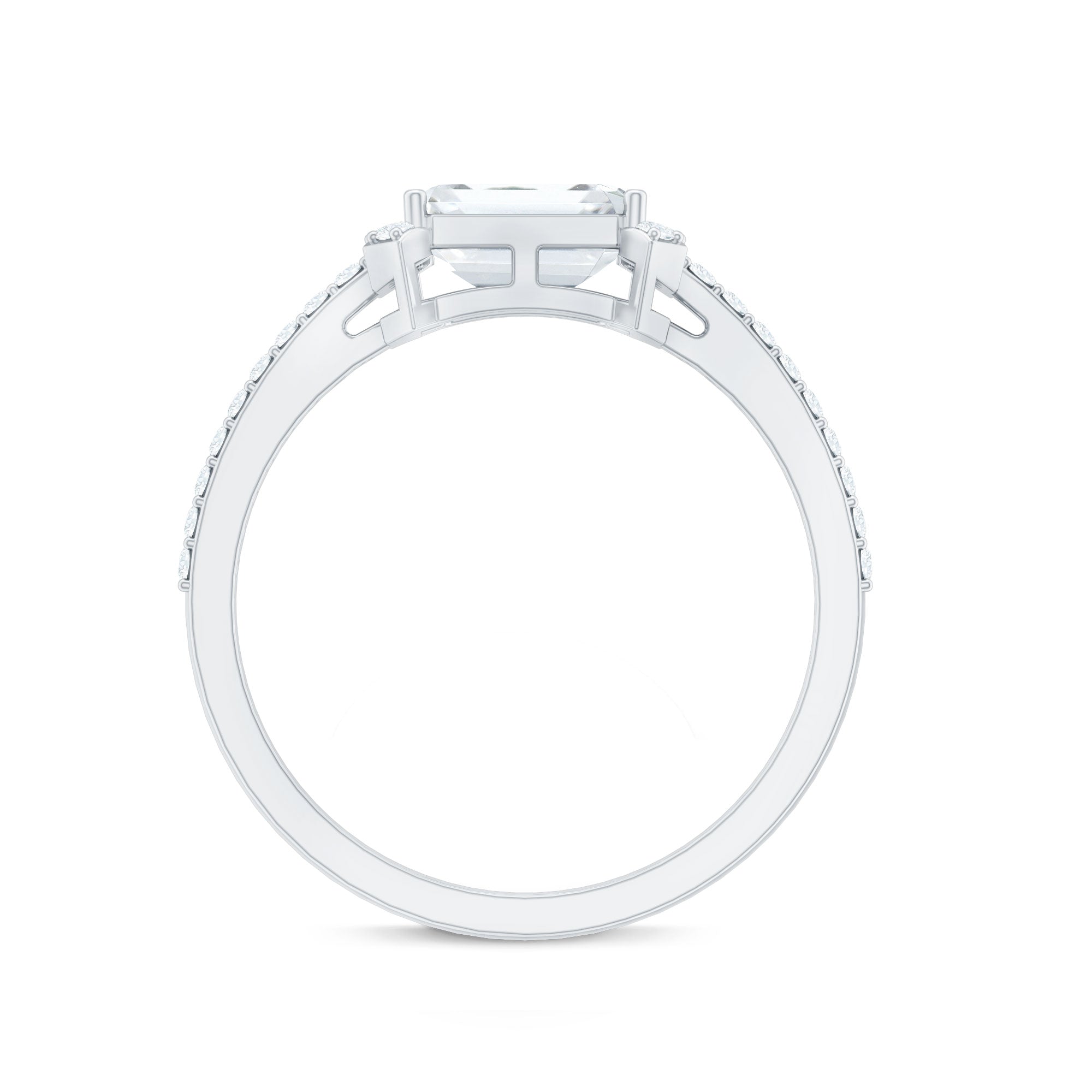1.7 Carat Cubic Zirconia Emerald Cut East West Engagement Ring