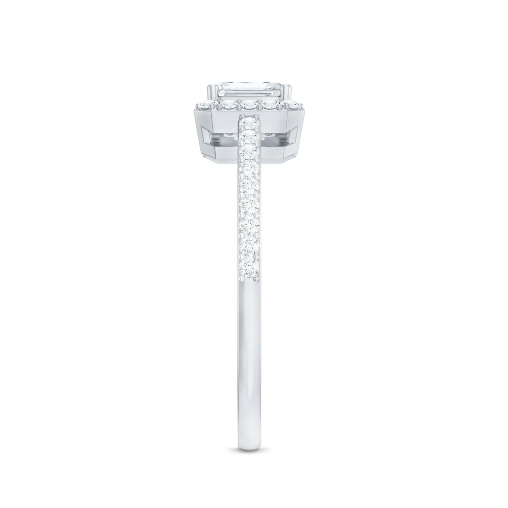 1.7 Carat Cubic Zirconia Emerald Cut East West Engagement Ring