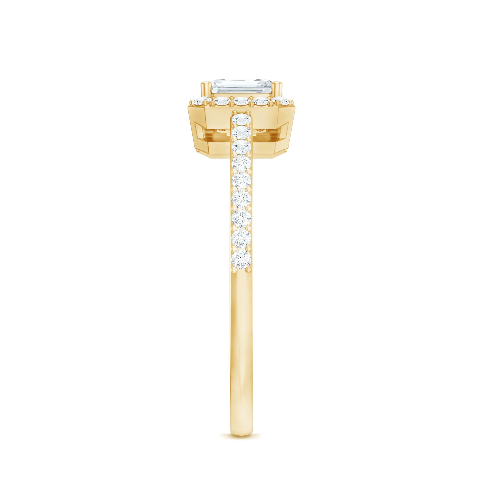 1.7 Carat Cubic Zirconia Emerald Cut East West Engagement Ring