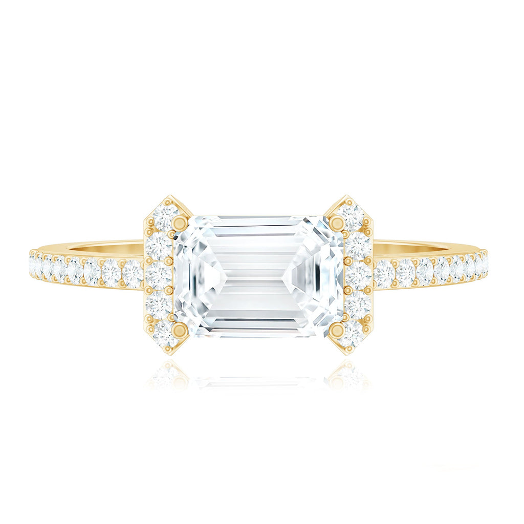 1.7 Carat Cubic Zirconia Emerald Cut East West Engagement Ring