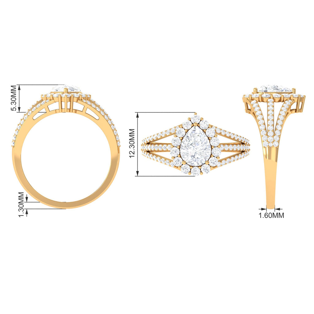 Pear Cut Zircon Statement Engagement Ring