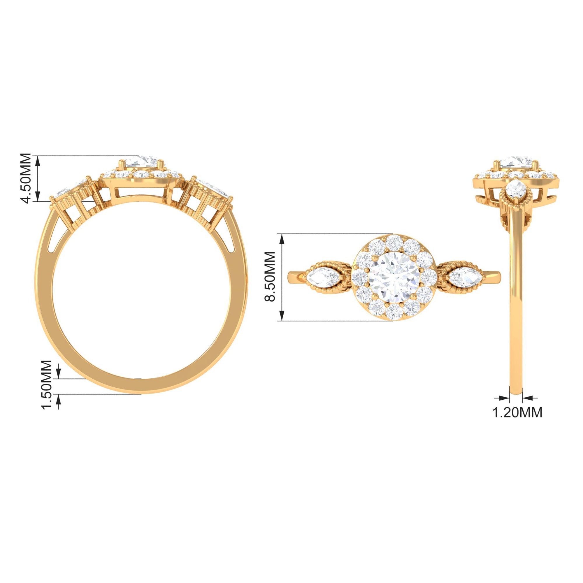 Classic Round Zircon Engagement Ring with Halo