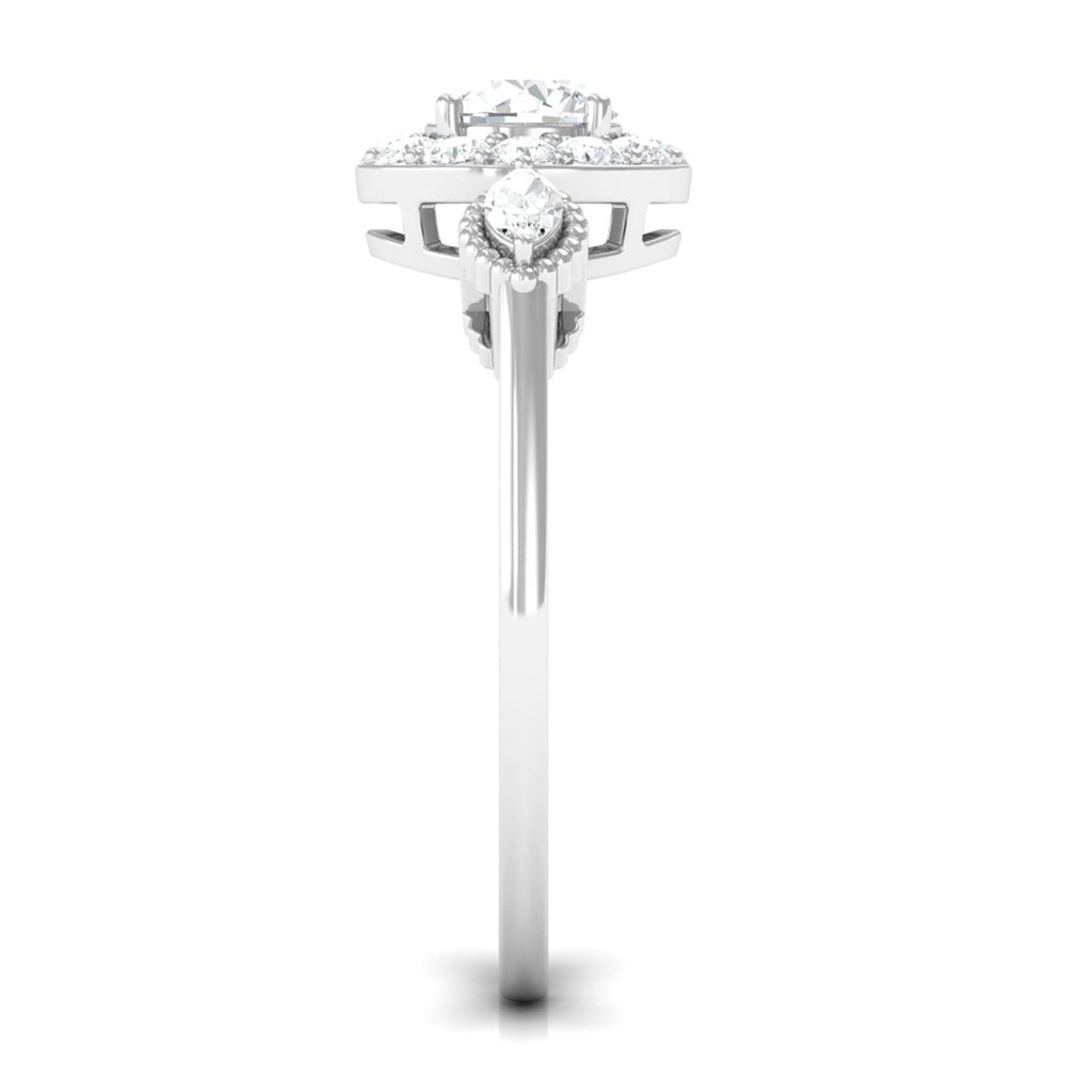 Classic Round Zircon Engagement Ring with Halo