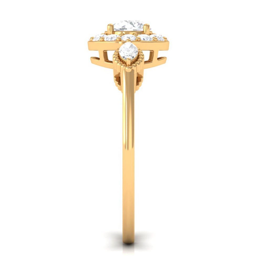 Classic Round Zircon Engagement Ring with Halo