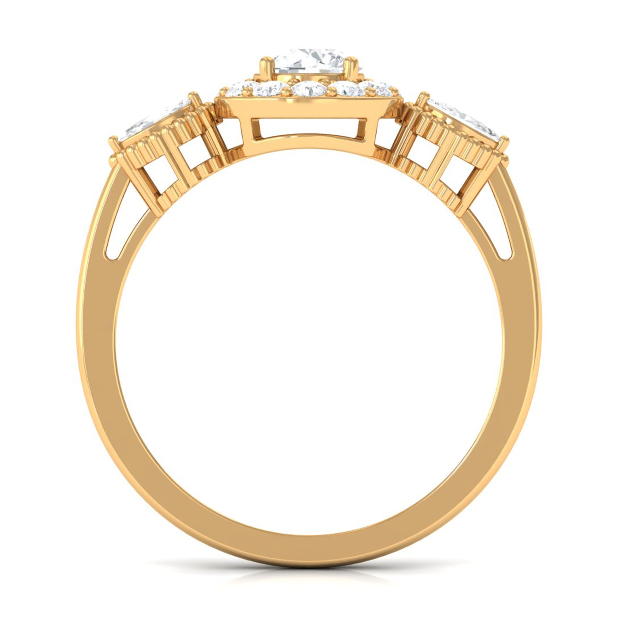 Classic Round Zircon Engagement Ring with Halo