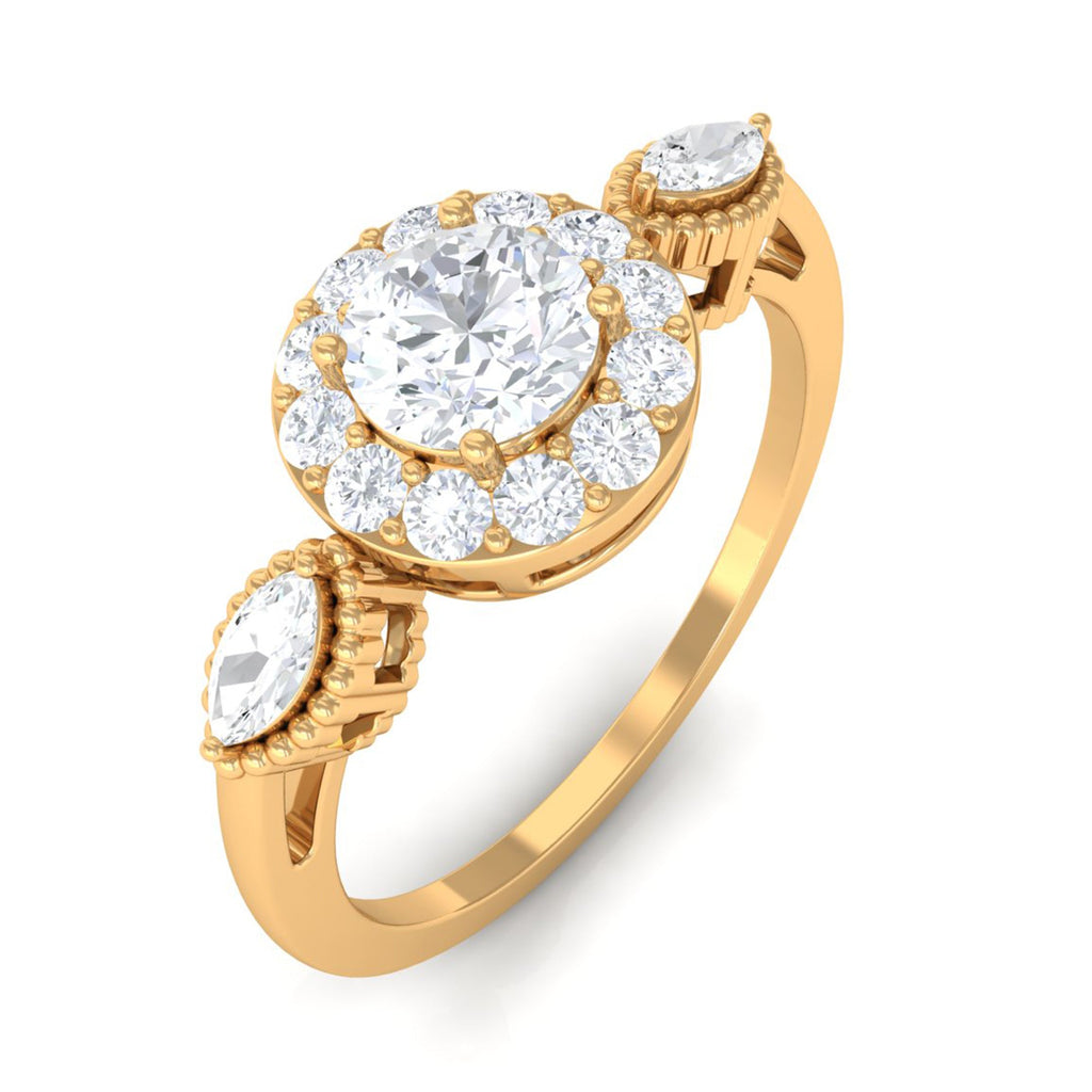 Classic Round Zircon Engagement Ring with Halo