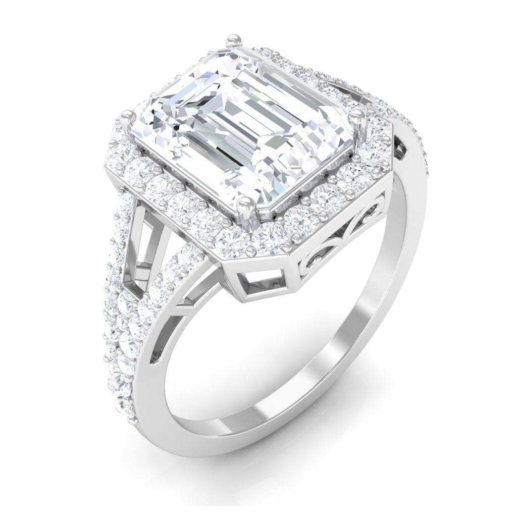 5 CT Split Shank Octagon Cut Zircon Statement Engagement Ring