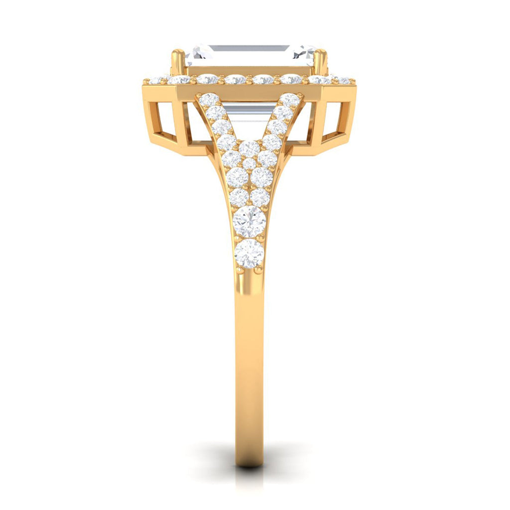 5 CT Split Shank Octagon Cut Zircon Statement Engagement Ring