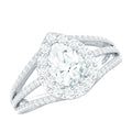Pear Shaped Cubic Zirconia Split Shank Engagement Ring for Women