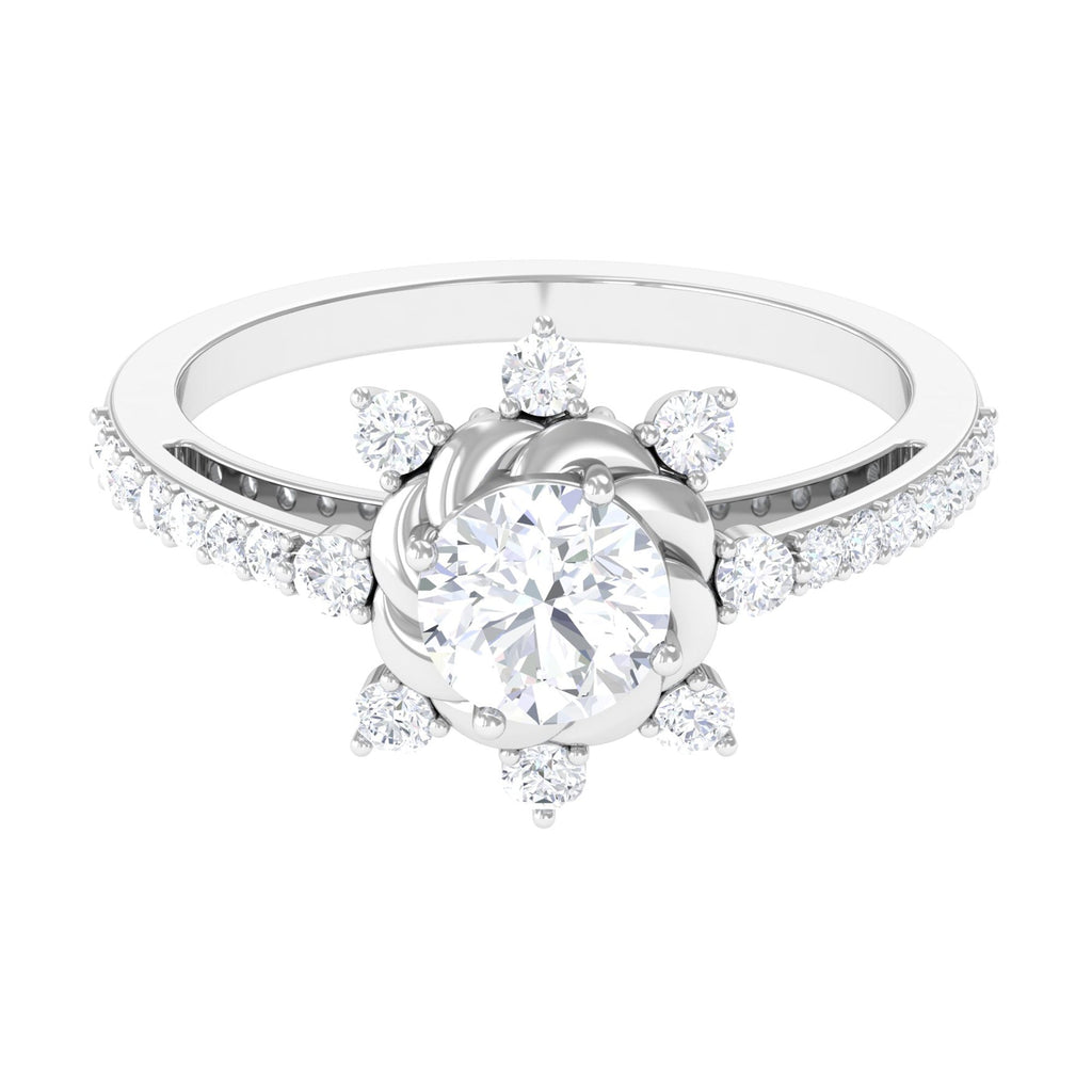 Round Cubic Zirconia Designer Engagement Ring