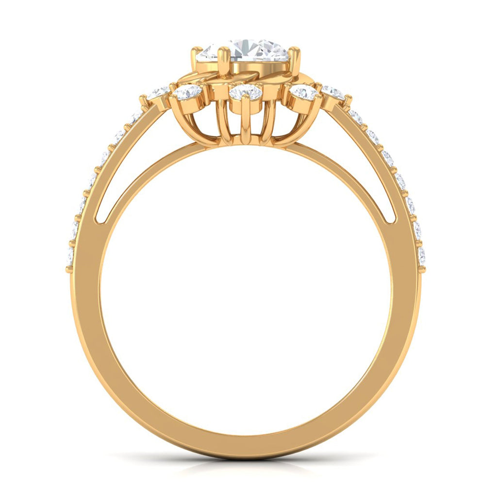 Round Cubic Zirconia Designer Engagement Ring