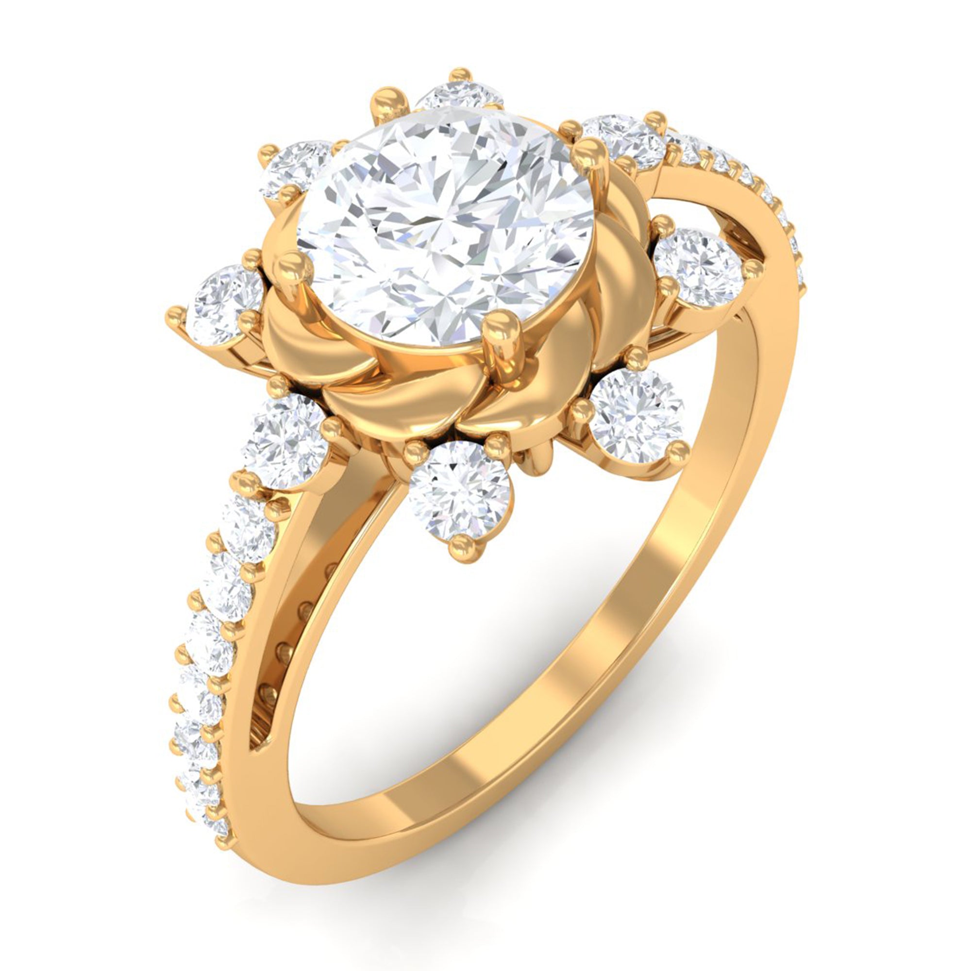 Round Cubic Zirconia Designer Engagement Ring