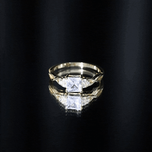 1 Carat Princess Cut Cubic Zirconia Crossover Engagement Ring
