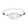 1.25 CT Princess Cut Cubic Zirconia Crossover Engagement Ring