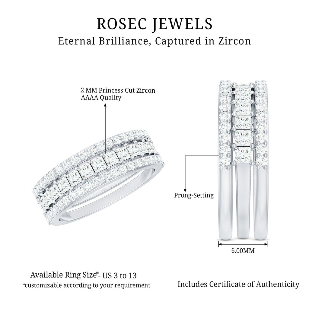 Certified Cubic Zirconia 3 Piece Stackable Ring Set