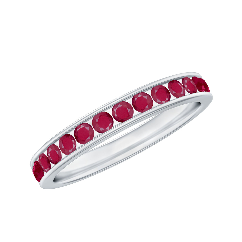 Natural Ruby Half Eternity Anniversary Ring in Channel Set