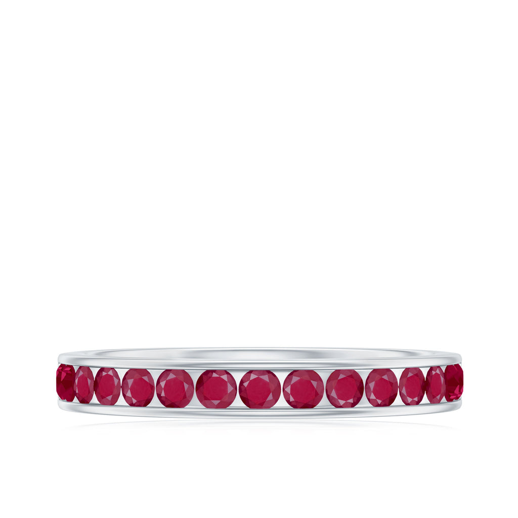 Natural Ruby Half Eternity Anniversary Ring in Channel Set