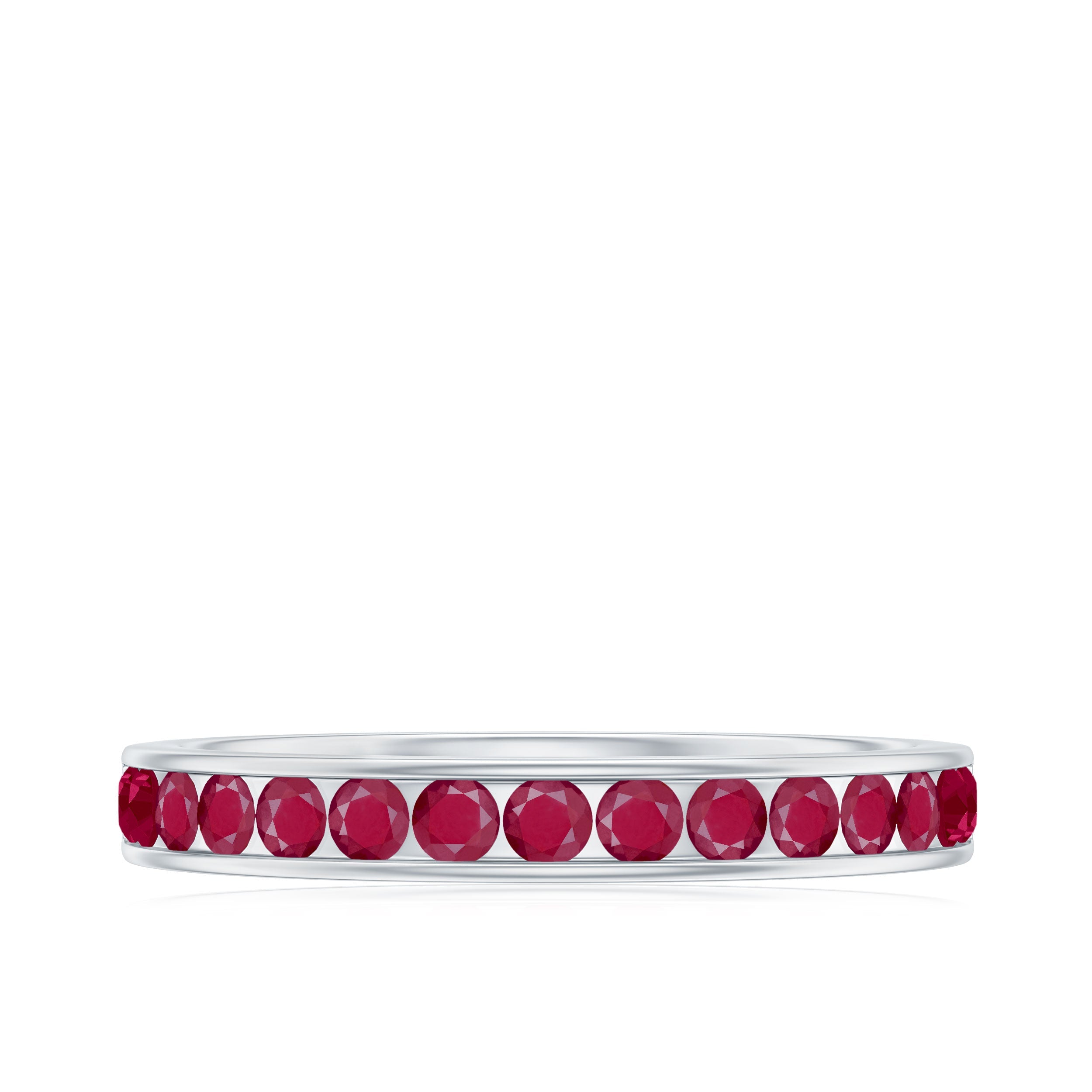 Natural Ruby Half Eternity Anniversary Ring in Channel Set