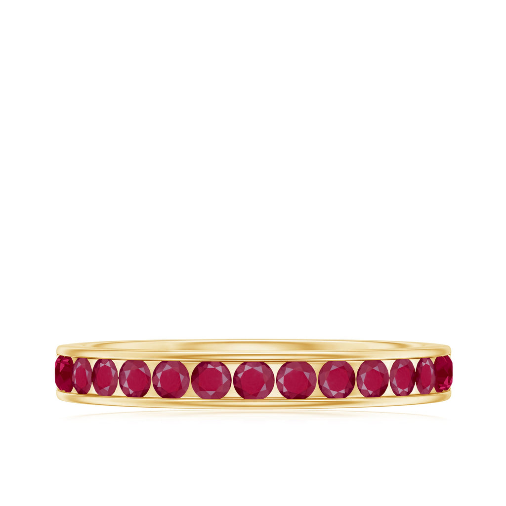 Natural Ruby Half Eternity Anniversary Ring in Channel Set