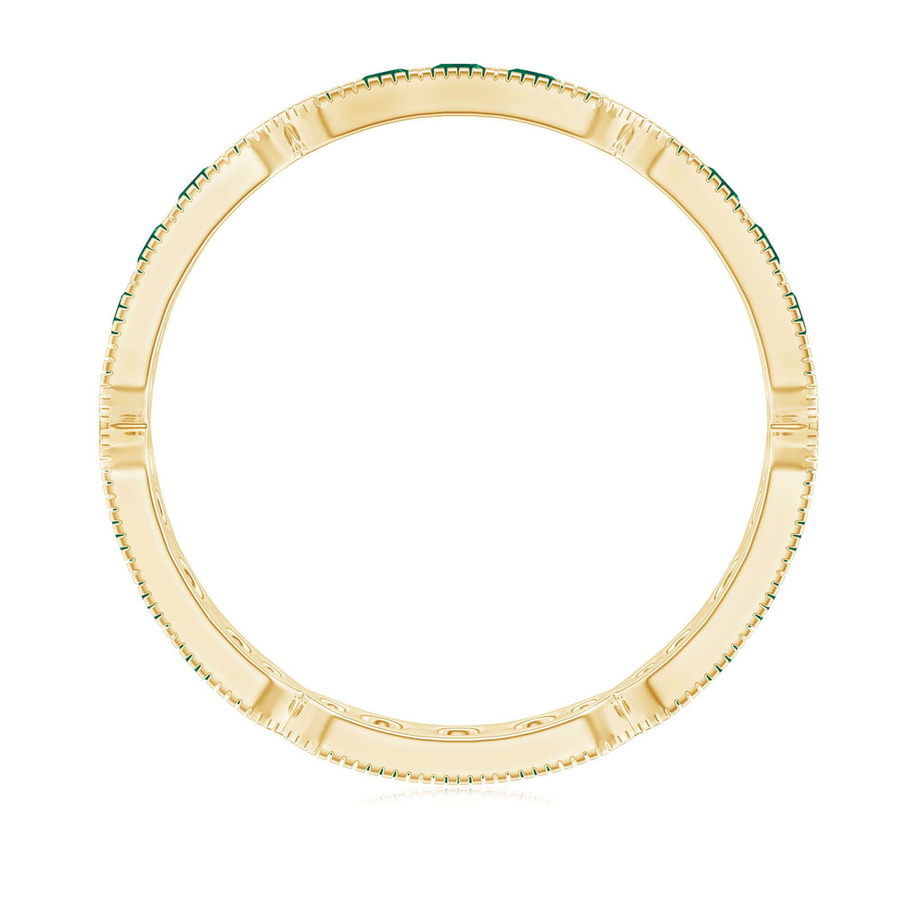 Natural Emerald Eternity Wedding Band with Milgrain Detail