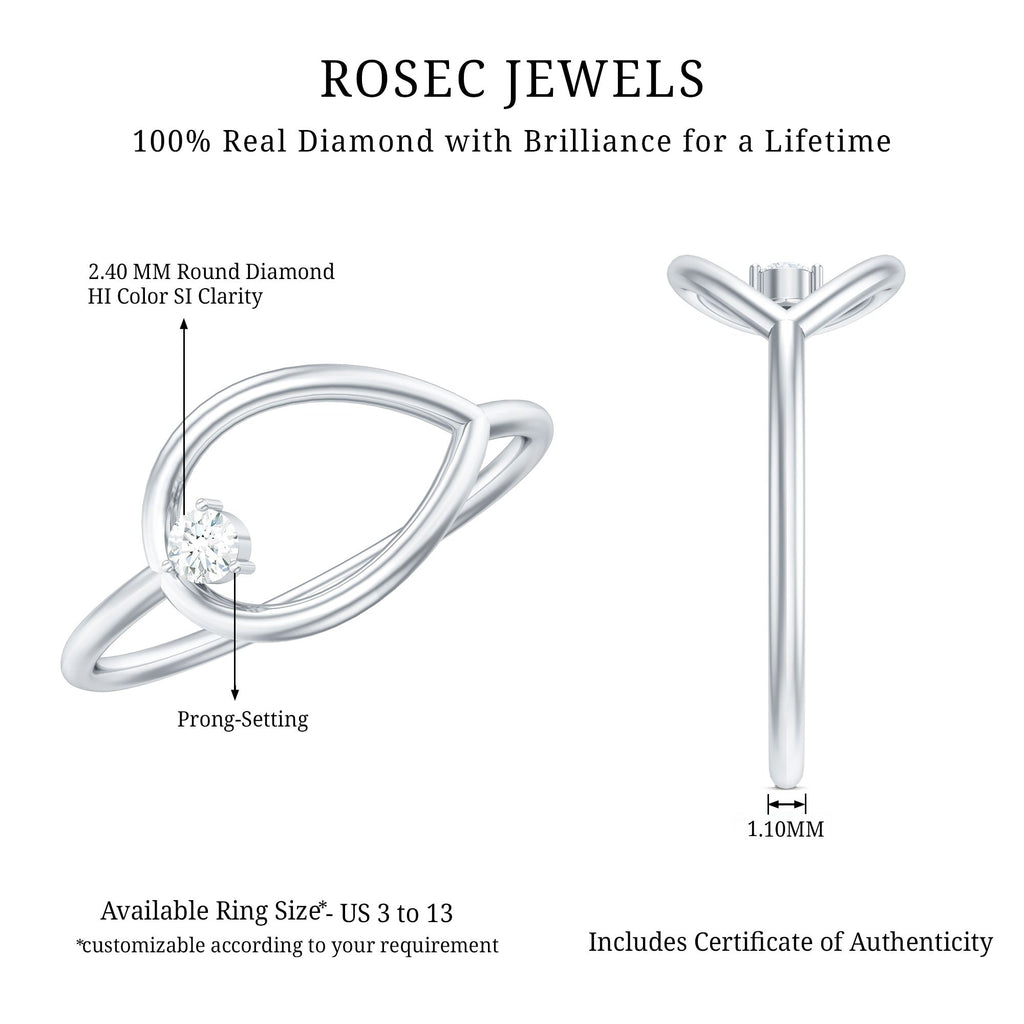 Diamond Open Teardrop Ring in Prong Setting