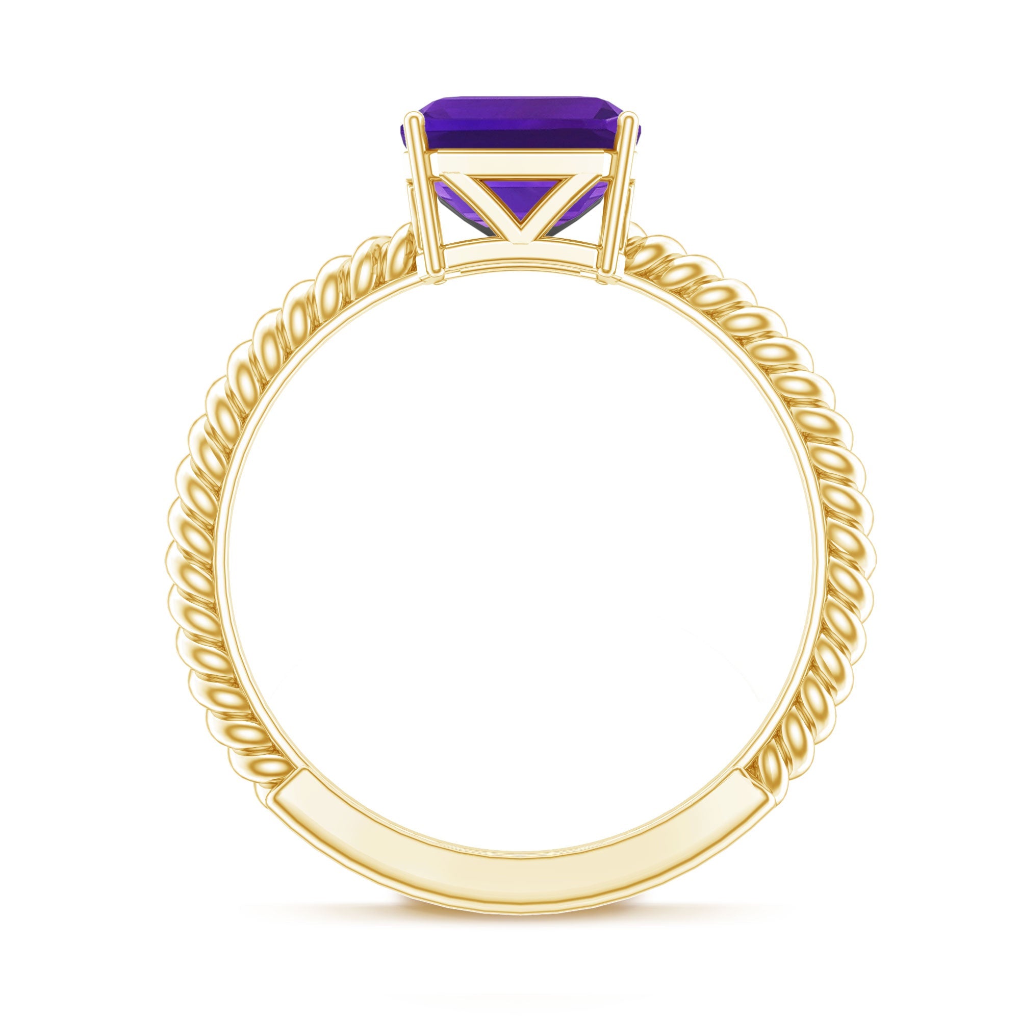 3 Carat Asscher Cut Amethyst Engagement Ring with Twisted Rope